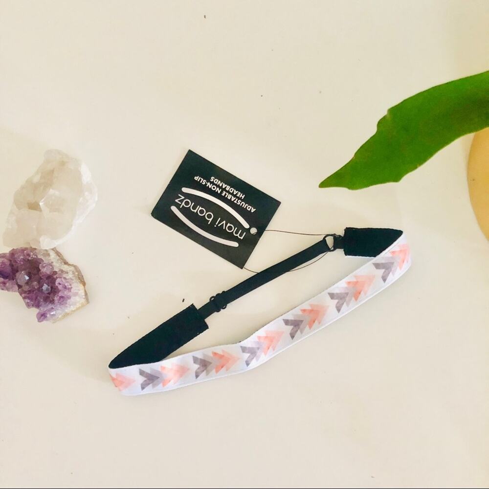 NEW MAVI White Pink Purple Chevron Printed Black Elastic Sports Headband
